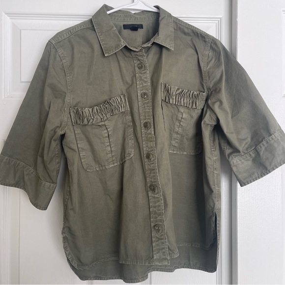 J Crew Utility boy Meets Girl Shirt Women’s Ruffle Size 14 Faded Vintage Style - Picture 3 of 6